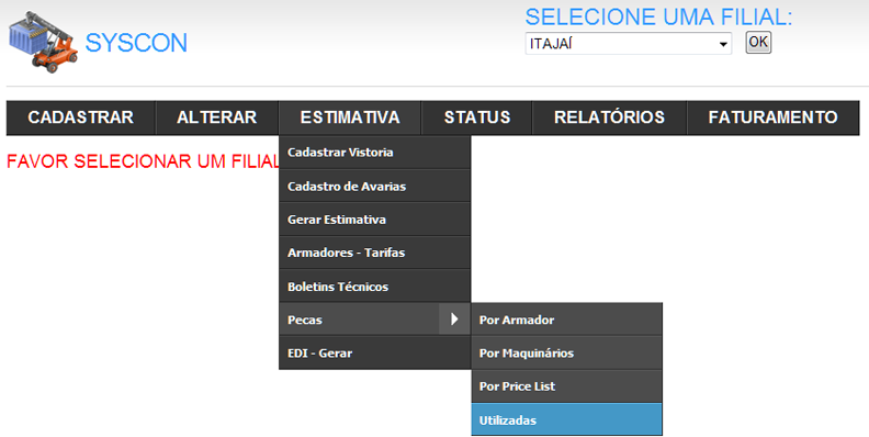 Software para controle de terminais de container e reparo.